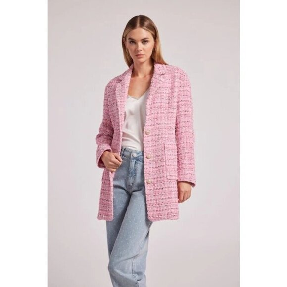 New Generation Love Peggy Tweed Car Coat in Pink Melange Size XL $595 - Picture 2 of 11